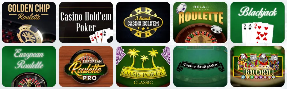 Jeux de table au RX CASINO